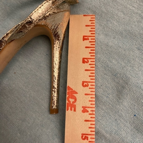 Topshop Gold Metallic Crackle Heels Ankle Wrap Criss Cross Holiday US 8.5/UK 6 - Picture 7 of 9